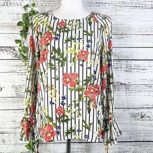 Rose & Olive Blouse Tunic Extra Small Purple Coral Floral Wedding Modest Church